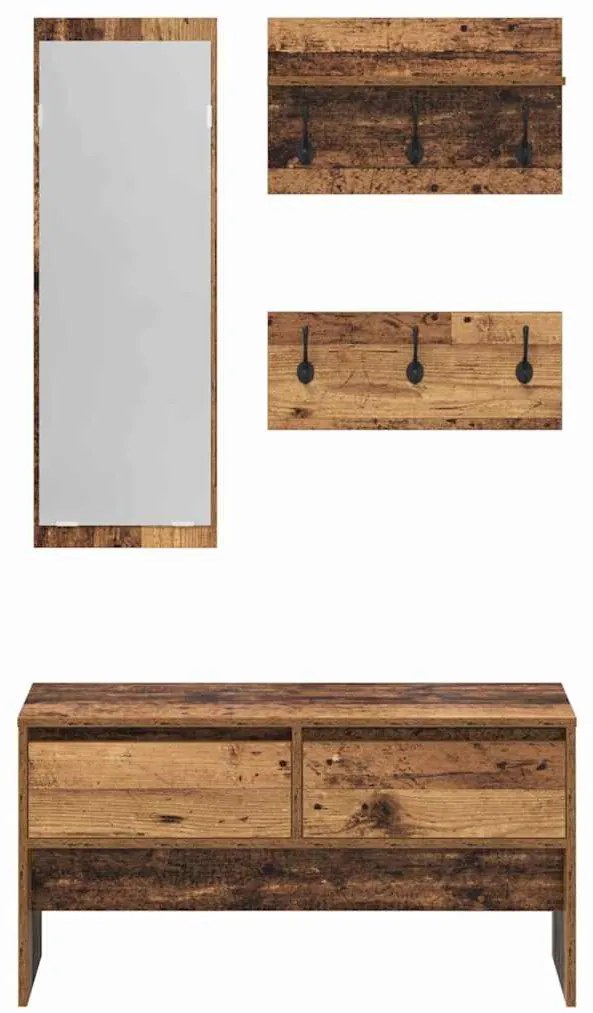 Előszoba bútorkészlet fiókkal Régi fa 90 x 31 x 46.5 cm Faanyag