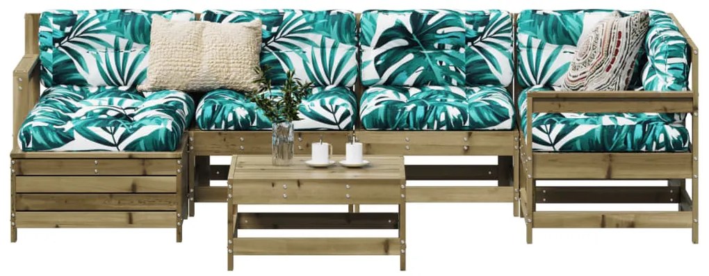 vidaXL 7 részes impregnált fenyőfa kerti kanapészett