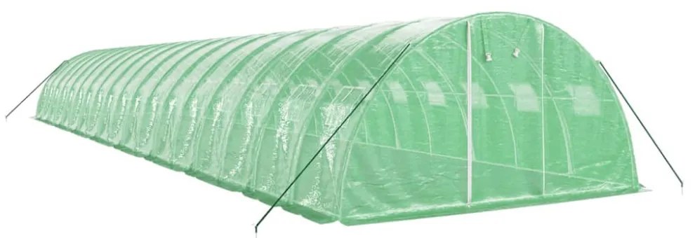 zöld acélvázas melegház 72 m² 18 x 4 x 2 m