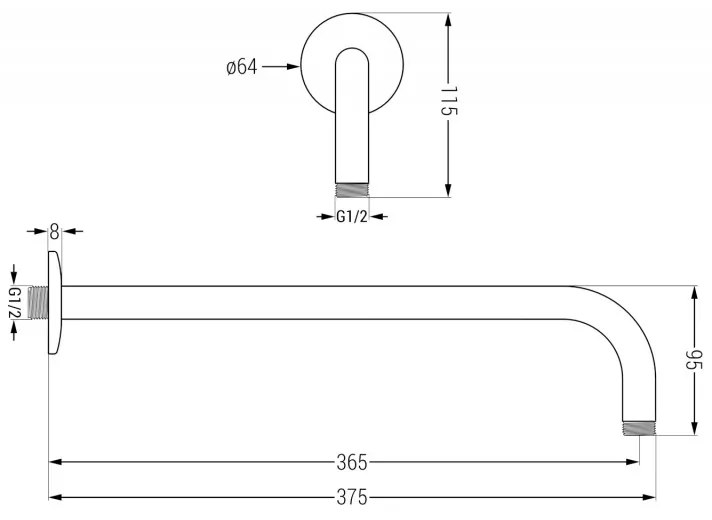 Mexen ARM, rejtett kar 40cm, króm, 79211-00 Szín: Fehér