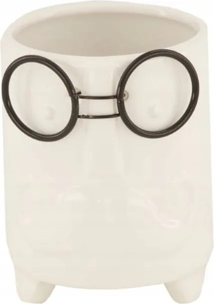 Kerámia kaspó arc szemüveg fehér