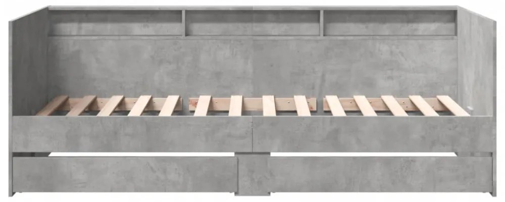 betonszürke kanapéágy fiókkal matrac nélkül 90x190 cm