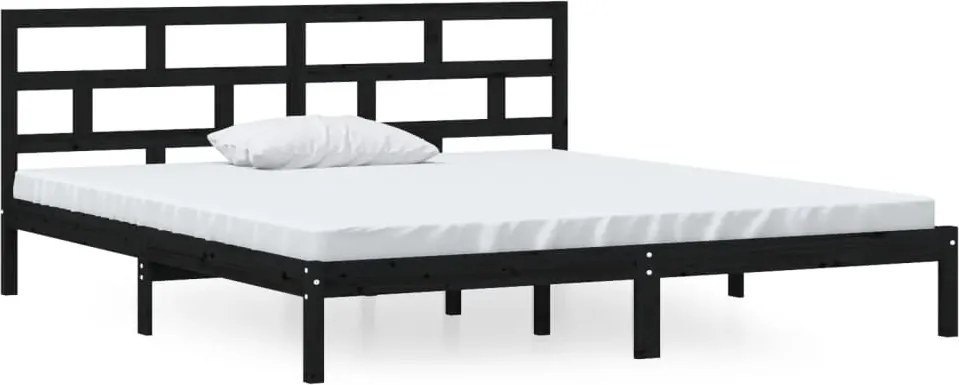 vidaXL fekete tömör fenyőfa ágykeret 140 x 190 cm