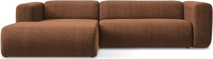 Terrakotta színű sarokkanapé (bal oldali-heverő résszel) Ekahi – Makamii