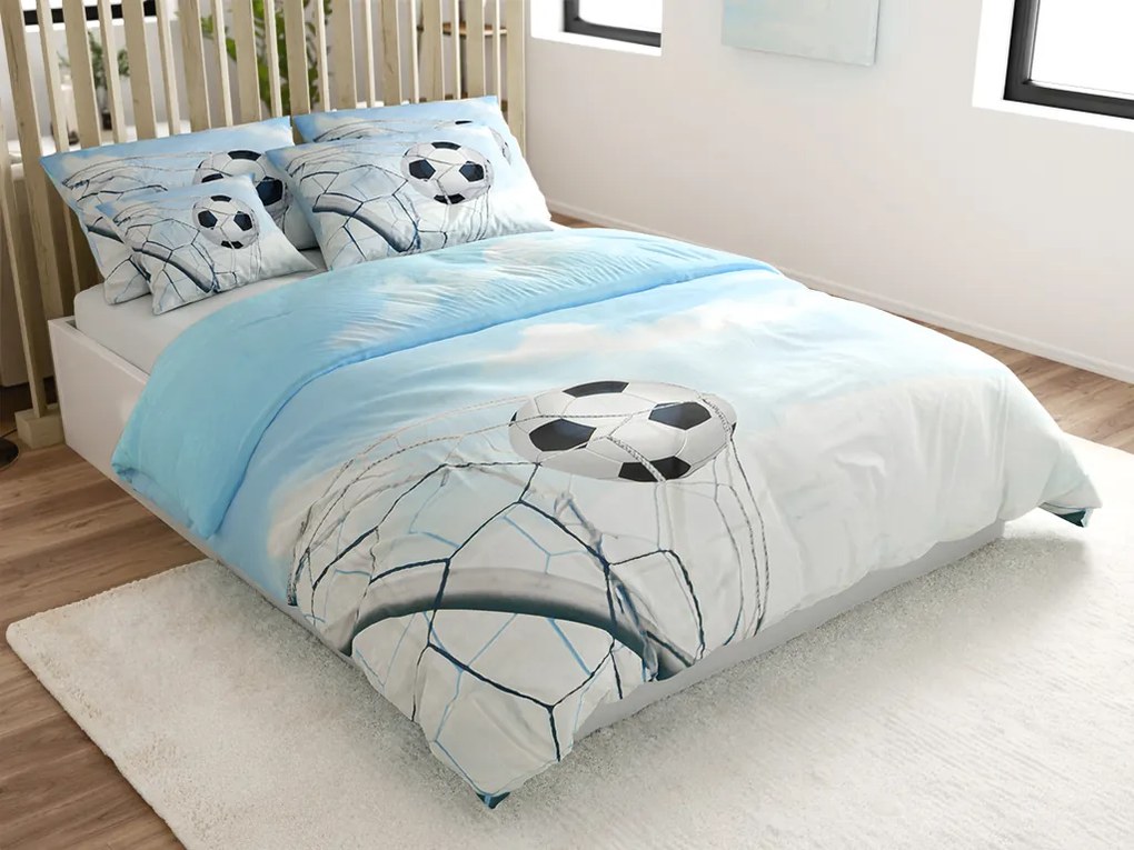 3D pamut ágynemű FOOTBALL ZONE, kék Ágyneműhuzat mérete: 70 x 90 cm | 140 x 200 cm