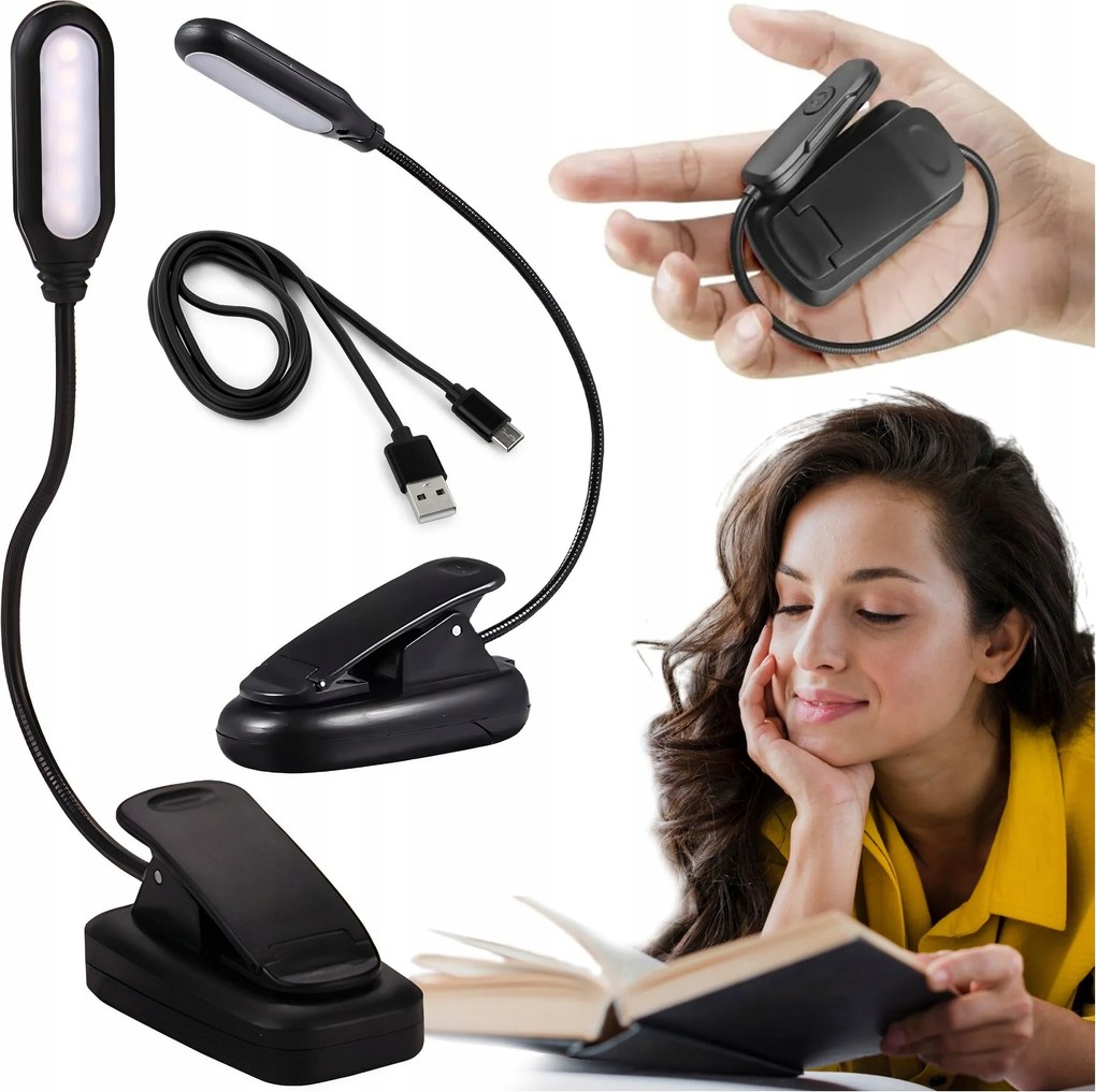 Led asztali lámpa éjszakai lámpa Usb fekete hajlékony csíptetős, mágneses