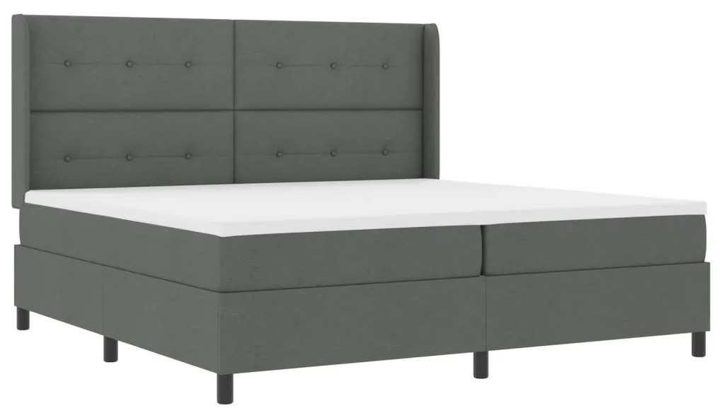 Boxspring Ágy Mattal és LED Fekete Szürke 200x200 cm Szövet