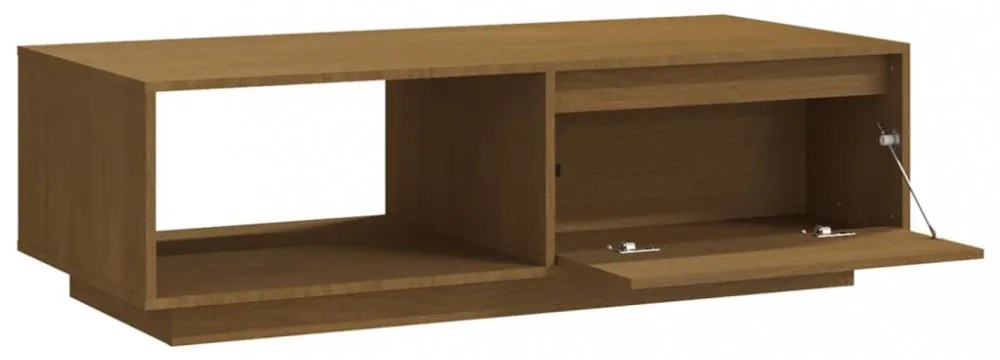 mézbarna tömör fenyőfa dohányzóasztal 110 x 50 x 33,5 cm
