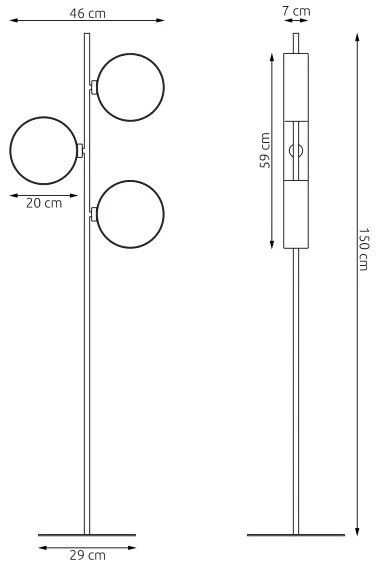 Állólámpa DRUMZ 3xE14/10W/230V fekete/barna/szürke