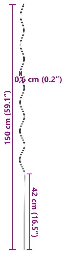 Spirális Növény Támogatók 50 db 150 cm Acél