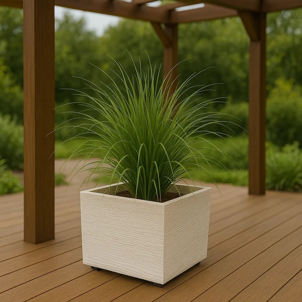 MADERA SQUARE ECO WOOD virágtartó 38,5 cm , fehér ECO, L