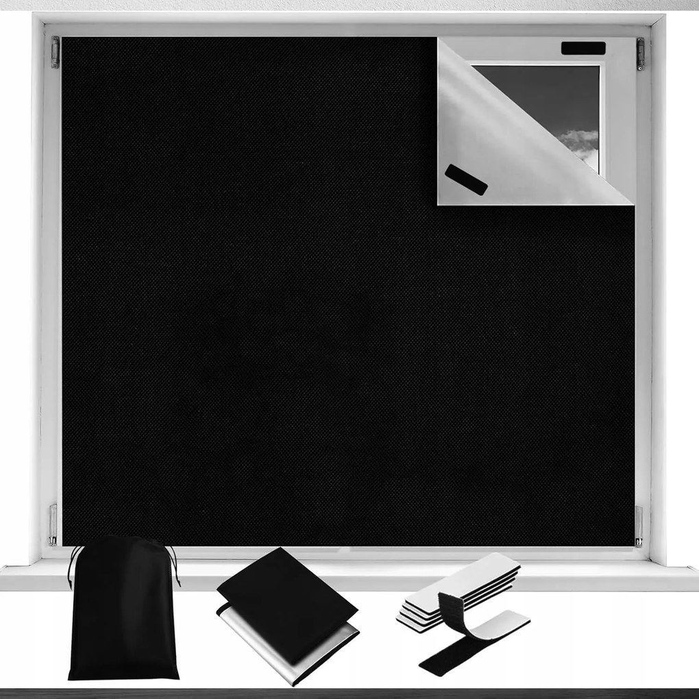 Hordozható sötétítő roló fúrás nélkül öntapadós 200x145cm Fekete