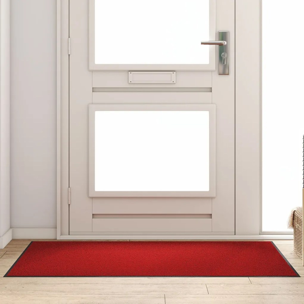 Ajtószőnyeg Piros és Fekete 90 x 150 cm Polipropilén és vinil