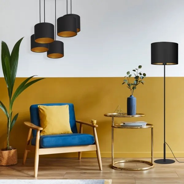 Csillár zsinóron ARDEN 5xE27/60W/230V fekete/arany