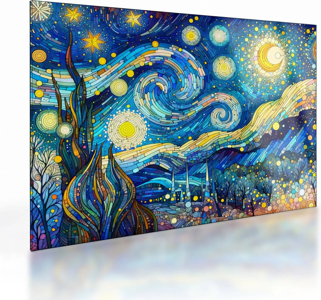 Üveg kép – Csillagos éjszaka mozaikja (70x50 cm)