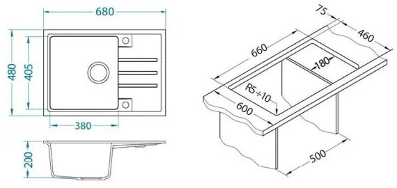 ALVEUS 1149126 - Mosogató INTERMEZZO 68x48 cm gránit/fekete