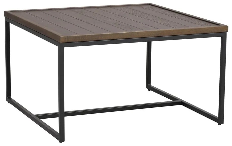 Sötétbarna dohányzóasztal tölgyfa asztallappal ø 70 cm Deerfield – Rowico