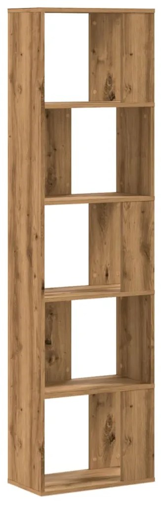 5 szintes kézműves tölgy színű fa könyvespolc 45x23,5x162,5 cm