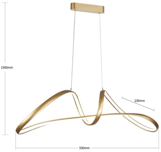 Brilagi-LED Fényerőszabályozható kábelre függesztett csillár TWISTER LED/60W/230V 3000-6000K arany + távirányító