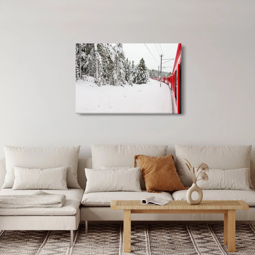 Kép - Vonat a havas tájban (90x60 cm)