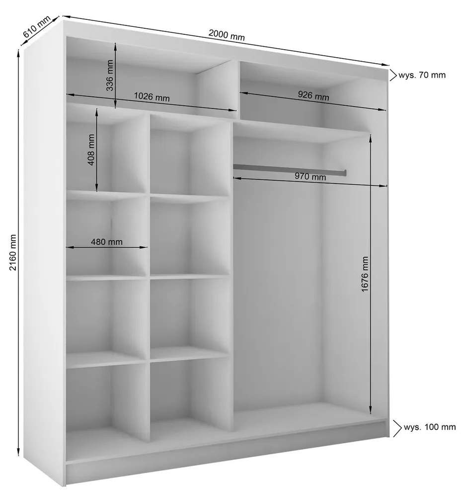 Minőségi gardrób Celeste 200 cm Artisan tölgy