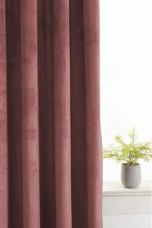 Sötétítő függöny ELVIO VELVET 140x250 cm, óarany rózsaszín Felfüggesztés: Fém gyűrűk