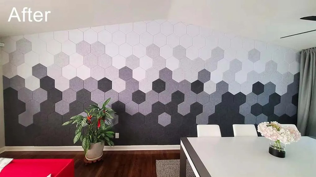 Bilnora extra sűrű hatszögletű öntapadós akusztikus falpanel szobába 9mm vastag 50*50 cm - 01 Fehér