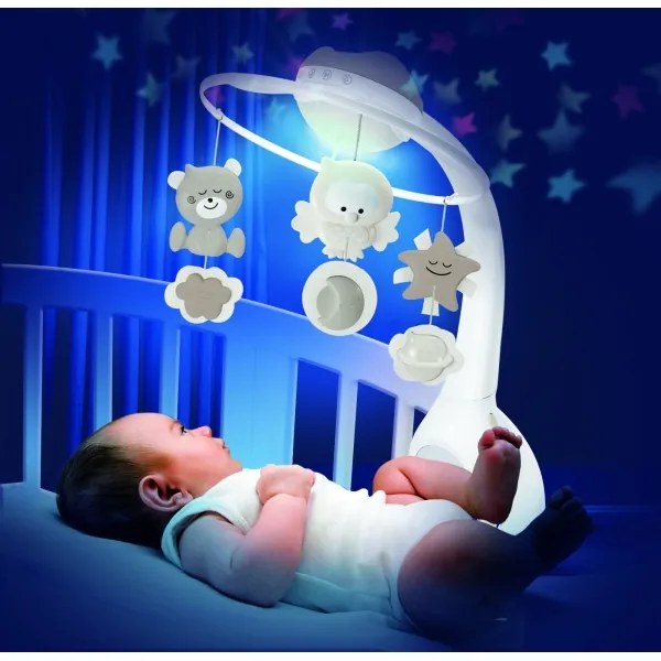 Infantino 3v1 kolotoč nad postýlku s melodií, 3x AAA, hnědá