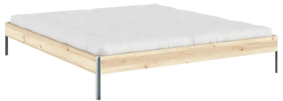 Natúr színű borovi fenyő franciaágy ágyráccsal 180x200 cm Core – Karup Design