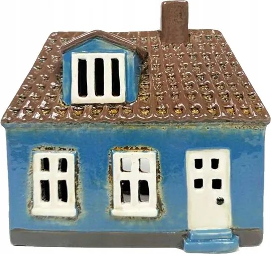 Gyertyatartó Holland házikó Tealight kerámia kék cseréppel 14cm