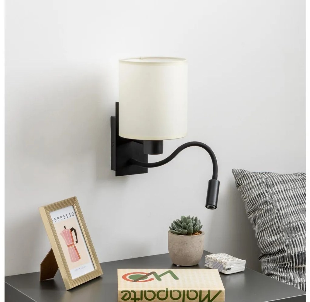 Brilagi - LED Fali lámpa NUBILA 1xE27/25W/230V + LED/3W fekete/krémes BG1558+BG1585