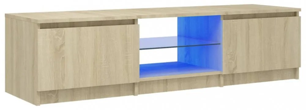 sonoma tölgy színű TV-szekrény LED lámpákkal 140x40x35,5 cm