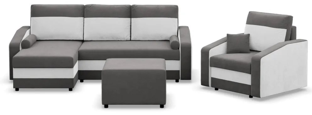 Hewlet kanapéágy, szövet anyag, bonell töltet, szürke - fehér