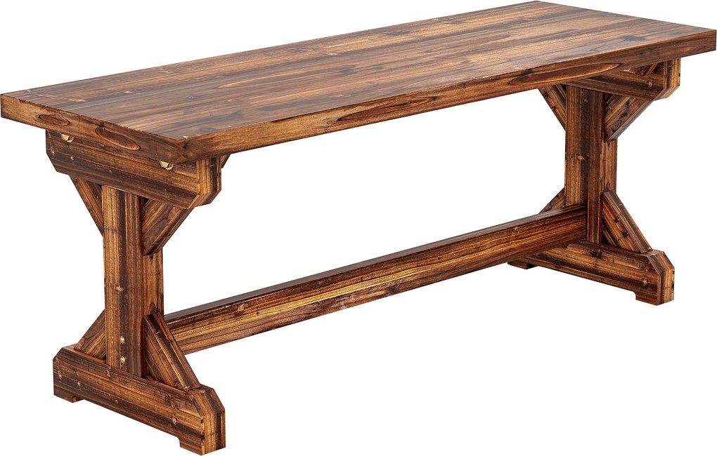 Outsunny 2 személyes időjárásálló tömör lucfenyő kerti pad, X-lábbal, égett felület — 114×40×46 cm | Aosom