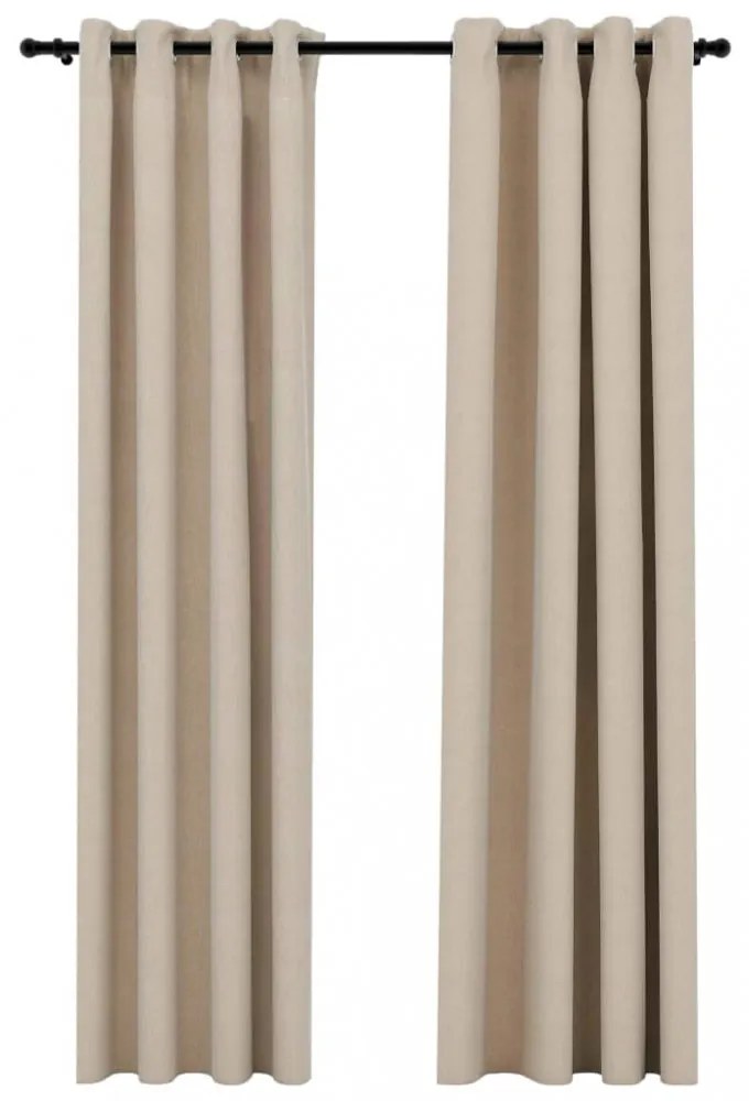 vidaXL 2 db bézs vászonhatású sötétítőfüggöny 140 x 225 cm