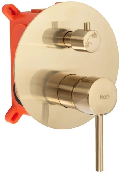 REA-P4160 - LUNGO zuhanyszett falba süllyesztett csapteleppel, szálcsiszolt arany