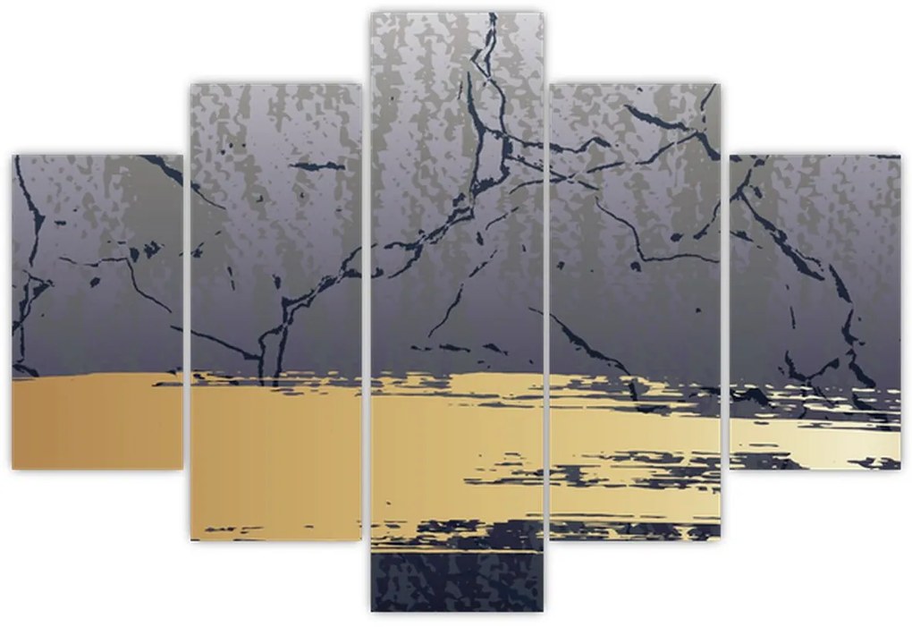 Kép - Kék és arany absztrakció N⁰1 (150x105 cm)