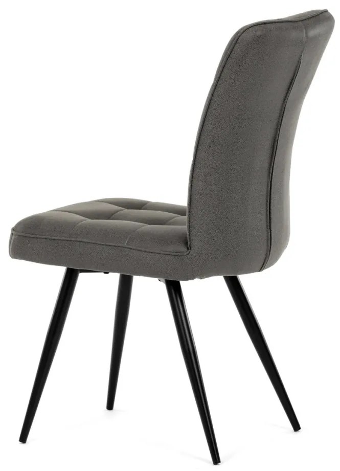 Scaun de dining cu tapițerie din material textil gri, cu aspect de piele periată