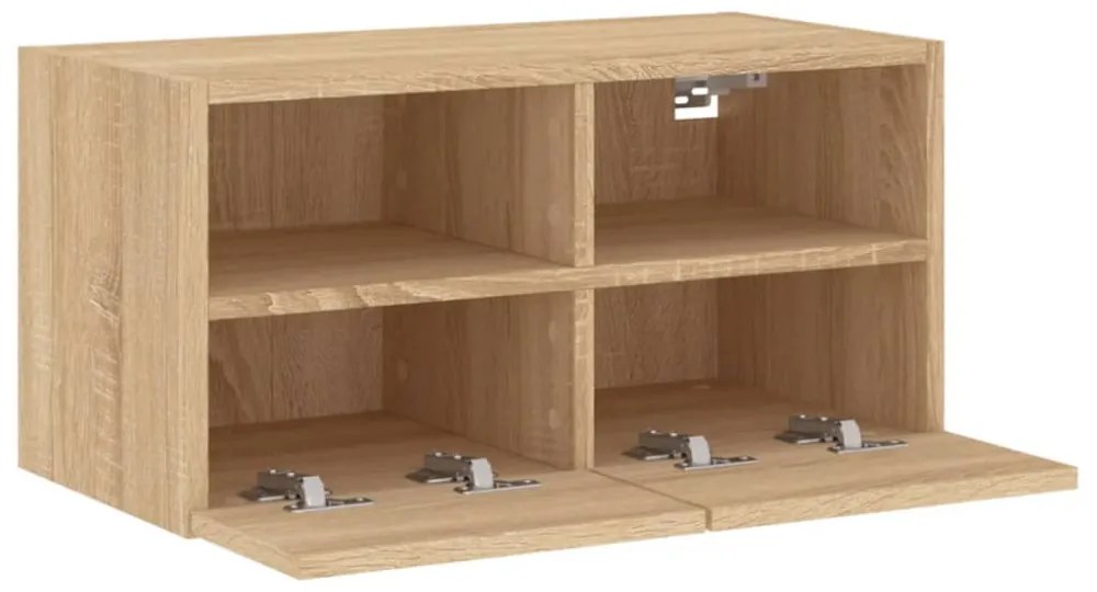 sonoma tölgy színű szerelt fa fali TV-szekrény 60 x 30 x 30 cm