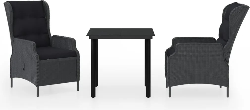 vidaXL 3 részes sötétszürke kerti étkezőgarnitúra