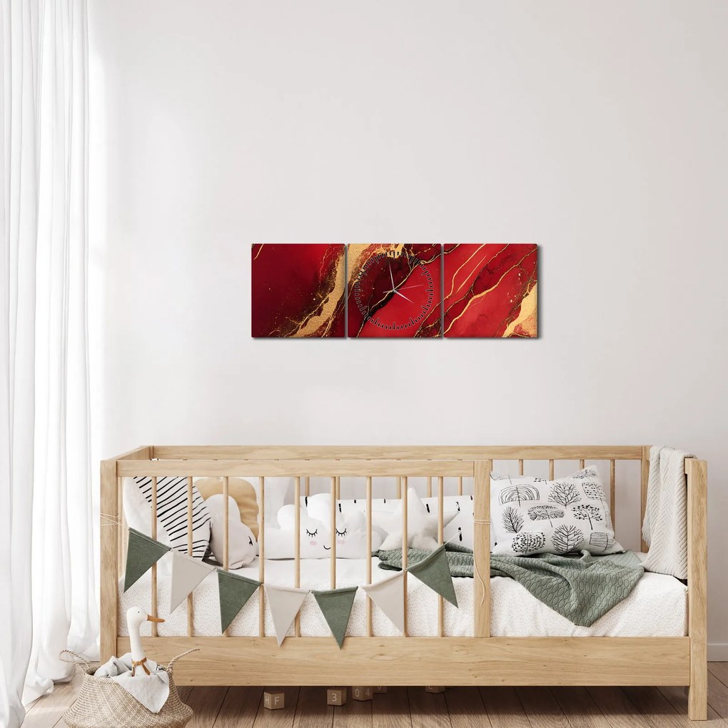 Kép - Vörös-arany márvány (órával) (90x30 cm)
