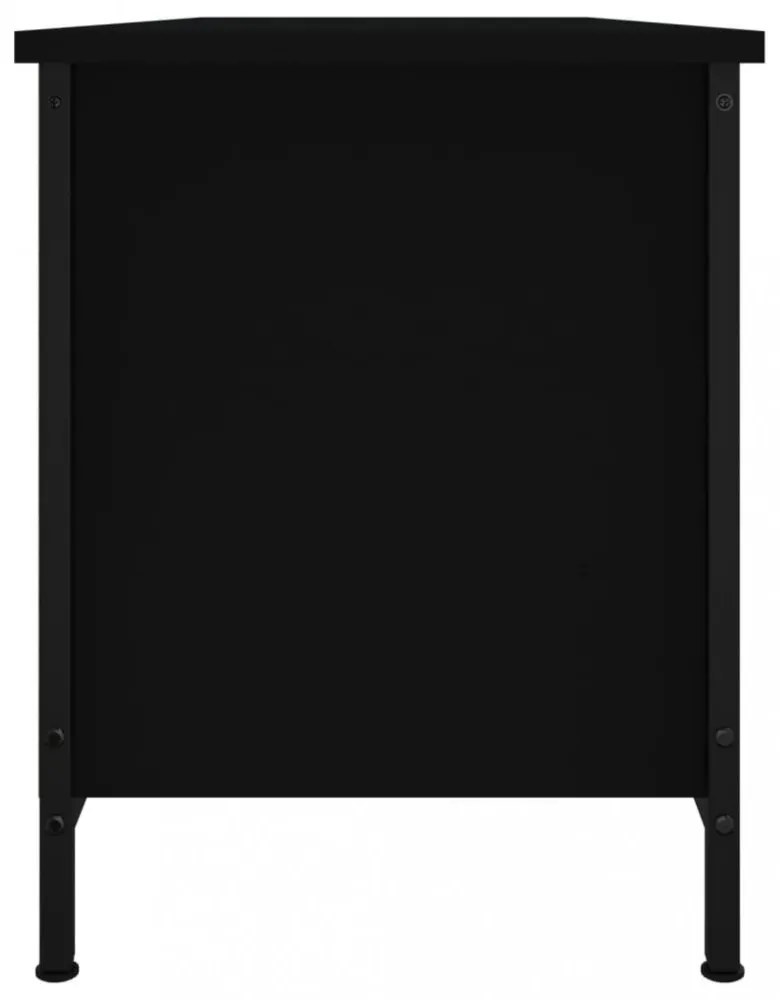 fekete szerelt fa TV-szekrény ajtókkal 102x35x45 cm