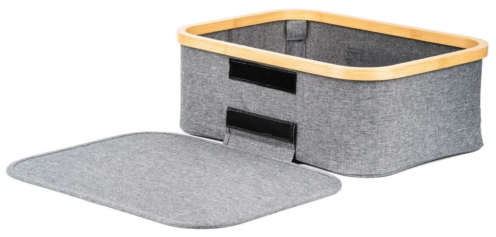 G21 tárolódoboz 40 x 30 x 15 cm, bambusz, fedéllel, szürke