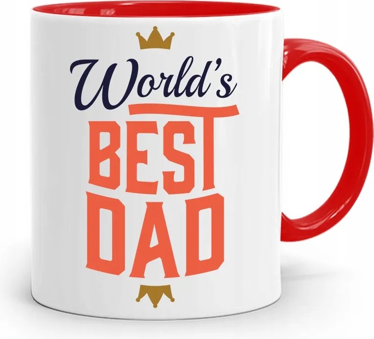 Piros Bögre Apának Worlds Best Dad fényképes nyomtatással