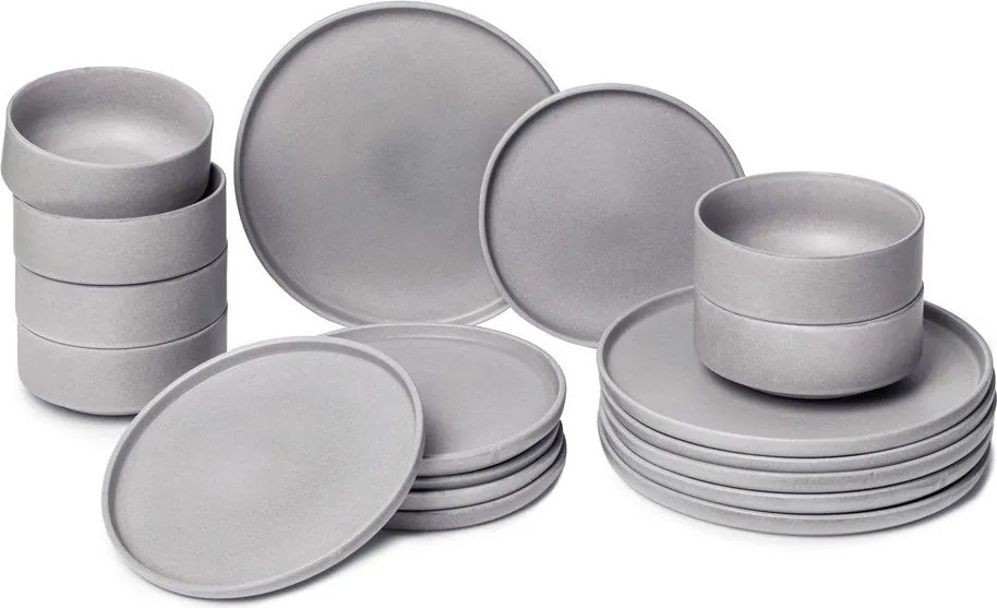 Malia 18 db-os szürke agyagkerámia étkészlet - Bonami selection