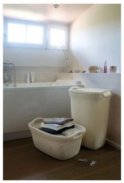 Knit Lungo krémszínű mosókosár - Curver