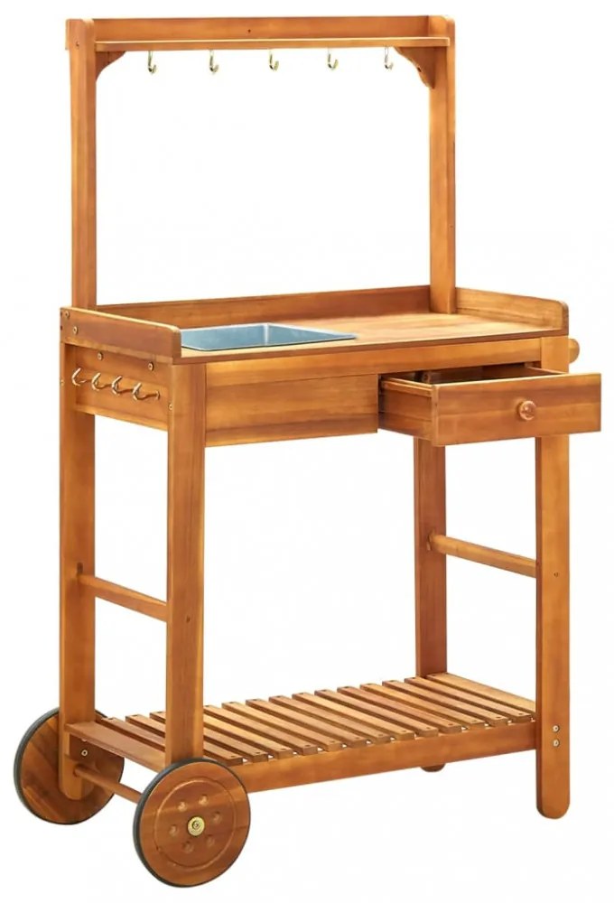 tömör akácfa kerti zsúrkocsi 92 x 43,5 x 141,5 cm