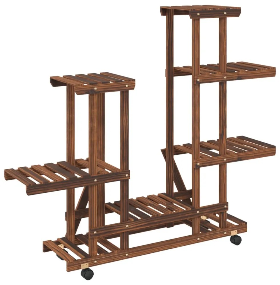 tömör fenyőfa virágtartó állvány kerekekkel 95 x 25 x 101 cm