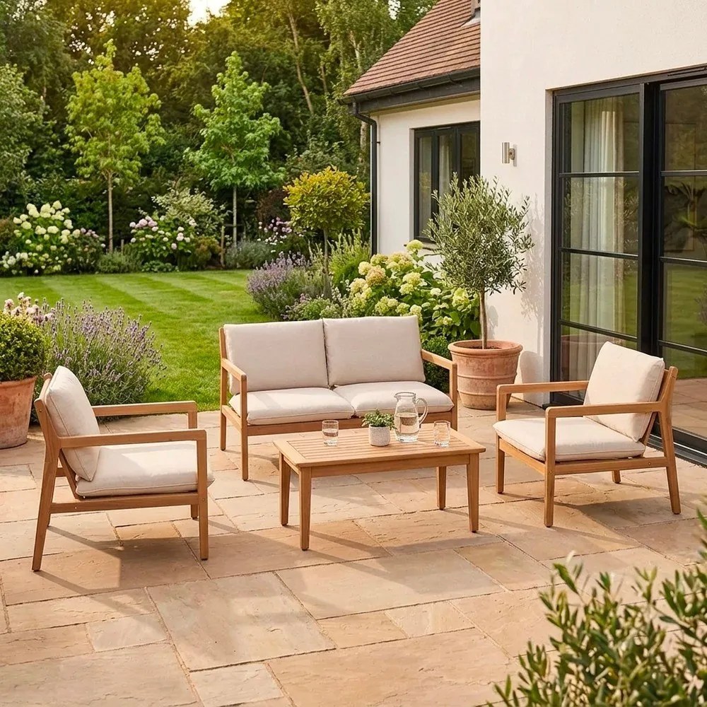 Natúr színű akácfa négyszemélyes kerti lounge szett Danubio – Bizzotto