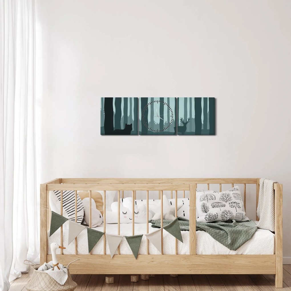 Kép - Szarvas farkassal a sziklák között (órával) (90x30 cm)